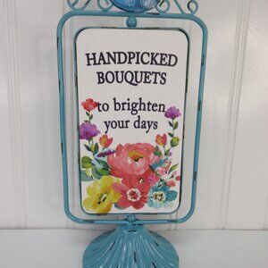 The Pioneer Woman Hand Picked Bouquet Sentiment Spring Tabletop Decor Sign Blue